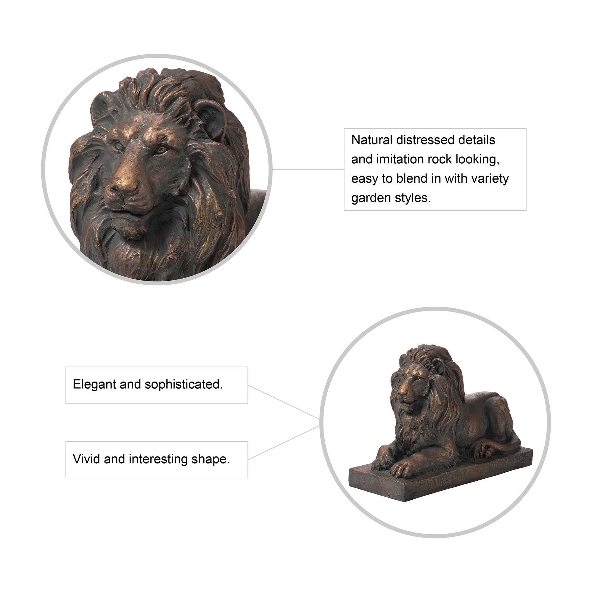 Glitzhome® 22" Lying Guardian Lion Statue